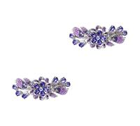 FRCOLOR 2pcs Purple Rhinestones Back Hair Clip Ponytail Holder for Women Girls Festival Hair Accessory