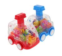 FRCOLOR 2pcs Push Car Transparent Gear Friction Powered Vehicle for Friendly with Colorful Mechanical Design Battery Montessori Learning Press to Go Playset