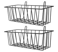 FRCOLOR 2pcs Rabbit Hay Feeder Cage Mounted Wire Holder Rack for Guinea Pigs and Small Pets, Iron Material Large Capacity, Multi-function Design to Reduce Waste, Black Colour