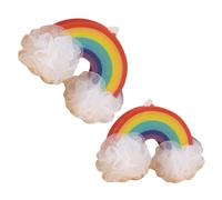 FRCOLOR 2pcs Rainbow Bath Sponges Cute Boys and Girls Bubble Bath Scrubber Exfoliating Sponge for Bathing Boys and Girls Back Knee