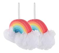 FRCOLOR 2Pcs Rainbow Kids Bath Sponges Soft Shower Body Scrubbers Gentle Exfoliating Loofahs for Toddlers Children Fun Bath Accessories