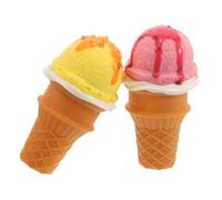 FRCOLOR 2pcs Realistic Artificial Ice Cream Cone Simulation Dessert Props for Photography Home Staging Shop Displays Lifelike Design Yellow Pink