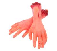 FRCOLOR 2Pcs Realistic Fake Hands Halloween Decoration Bloody Severed Arm Props for Haunted House Creepy Scary Supply