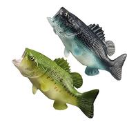 FRCOLOR 2pcs Realistic Large Mouth Bass Fish Model Animal Figurines Green Blue Educational Decorative Simulated Fish Statues for Home Desk Display Nature Learning Prop