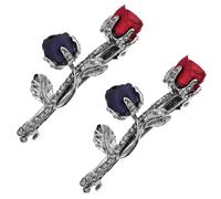 FRCOLOR 2pcs Red Alloy Rose Flower Hair Clips with Rhinestones, Elegant Side Clips for Wedding and Bridal Hair Decoration, for Mothers and Girlfriends