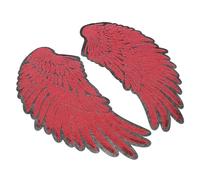 FRCOLOR 2pcs Red Angel Wing Embroidered Sequin Applique Patches for Garments and Hats, Iron-on Fabric Patch with Fade-Resistant Embroidery Thread and Rayon, for Costume Events and Parties