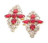 FRCOLOR 2pcs Red Flower Shoe Charms Rhinestone Shoe Clips Elegant Sparkling Metal Buckles Universal Fit for Women High Heel Wedding DIY Accessories