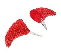 FRCOLOR 2pcs Red Halloween Devil Hair Clips Plastic Horn Headwear Accessories for Themed Parties and Photography Cosplay Costume