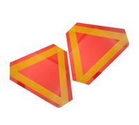 FRCOLOR 2pcs Red Triangle Safety Reflectors for Car and Farm Vehicle, Aluminium Material, Night Driving Safety, Slow Moving Vehicle Warning Sign for Highway Use
