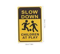 FRCOLOR 2pcs Reflective Slow Down at Play Signs for Neighborhood Safety Outdoor Caution Warning for Driveway Lawn and Street