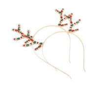 FRCOLOR 2pcs Reindeer Antlers Hairband with Rhinestones Metal and Resin Christmas Headband for Holiday Parties Festive Cosplay Elegant Deer Horns Hair Hoop
