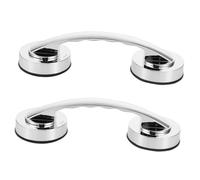 FRCOLOR 2PCS Removable Suction Cup Shower Handles Strong Adhesive Grab Bars for Bathroom Safety Handrails for Glass and Tile Easy No Drill Installation