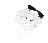 FRCOLOR 2pcs Retro Bow Headband Tulle Veil Satin Fabric Elegant Flapper Fascinator Mesh Veil Bowknot Hair Bands for Wedding Tea Party