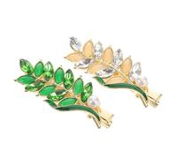 FRCOLOR 2Pcs Retro Crystal Leaf Hair Clips Elegant Rhinestone Duckbill Barrette Hair Accessories for Women for Weddings Daily Wear Parties