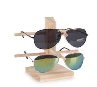 FRCOLOR 2pcs Retro Timber Wood Glasses Frame Display Shelf, Desktop Sunglasses Organizer Holder Sturdy Design, for Office and Home Tabletop Decorations