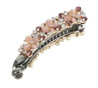 FRCOLOR 2pcs Rhinestone Banana Hair Clip for Women Vintage Sparkly Hair Catch Clip with Cat Eye Stone Bow for Parties Festivals Work and Daily Wear