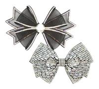FRCOLOR 2pcs Rhinestone Crystal Decorative Bowknots for Hair Clips and Clothes, Lightweight Cloth Bow Tie Crafts with Hand-sewn Design, for DIY Headwear Accessories and Sweet Style