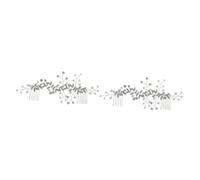 FRCOLOR 2pcs Rhinestone Hair Comb for Women Bridal Headpiece Wedding Hair Piece Elegant Bridal Accessory Metal Material