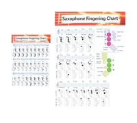 FRCOLOR 2pcs Saxophone Chord Diagrams on Coated Paper Quick Reference Charts for Beginners White Paper Music Posters for Saxophone Players