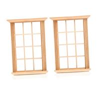 FRCOLOR 2pcs Scale Mini Doll House Window Frame Simulated Twelve Lattice Window Model for Dollhouse Decoration and Photography Props