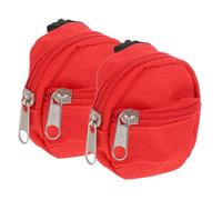 FRCOLOR 2pcs Scale Miniature Doll Backpack Props with Functional Zippers Cute School Bags for Dollhouse Scenes and Festival Party Decoration in Red