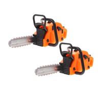 FRCOLOR 2pcs Scale Miniature Dollhouse Chainsaw Realistic Garden Tool Accessory for Fairy Gardens Pretend Play Model Yellow Simulation Props for Collectors