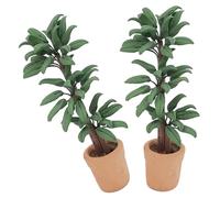 FRCOLOR 2pcs Scale Miniature Landscape Decor Vivid Green Potted Plants for Dollhouse Decoration and Miniature Scenes
