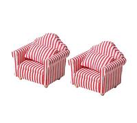 FRCOLOR 2pcs Scale Red and White Living Room Couch DIY Doll Accessories for Play and Decoration