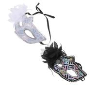 FRCOLOR 2pcs Sequin Half Face Masquerade Masks with Elegant Side Flower for Women Lightweight Decorative Costume Masks for Halloween Carnival Bridal Party and Cosplay