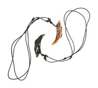 FRCOLOR 2pcs Shark Tooth Pendant Necklace for Men Imitation Wolf Fang Design in Black and Brown Stylish Men S Jewelry for Parties Clubs and Casual Wear