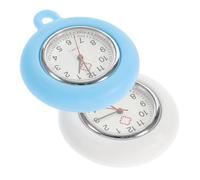 FRCOLOR 2pcs Silicone Nursing Pocket Watch Set with White and Royal Blue Jelly Strap, Quartz Simple Dial DIY Nurse Fob Watch for Healthcare Professionals