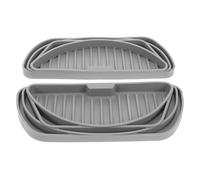 FRCOLOR 2pcs Silicone Refrigerator Drip Tray Catcher for Mini Fridge, Non-slip and Stable Placement Drip Pan, Semi-circular and Rectangular Grey Trays for Kitchen Fridge Accessories
