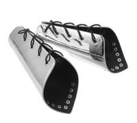 FRCOLOR 2pcs Silver Medieval Cosplay Arm Armor Bracers with Polished Finish and Rounded Edges, Ergonomic Arc Design for Halloween Medieval Clothing Accessories and Role Play