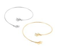 FRCOLOR 2Pcs Simple Wrist Bangle for Women Open Design Comfortable Fit Durable Bracelet for Parties and Everyday Wear Gold Silver Fashion Arm