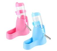 FRCOLOR 2Pcs Small Pet Automatic Water Dispenser with Stand, 80Ml Hanging Water Bottle for Hamsters, Rabbits, and Small Animals, Silent Leakproof Feeder for Indoor Use