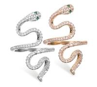 FRCOLOR 2Pcs Snake Shaped Rings for Men and Women Unique Unisex Jewelry with Detailing Comfortable Wear Durable Design for Couples and Teens and Colors