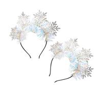 FRCOLOR 2pcs Snowflake Headband Christmas Tree LED Sparkly Hair Xmas Large Festive Snowflakes Headband Eve Christmas Tiara for Women Make Tag Pick Tinsel Girl Felt Cloth