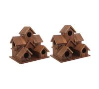 FRCOLOR 2pcs Solid Wood Bird Nest Wooden House Rustic Outdoor Birdhouse Nesting Box Feeder for Backyard Garden Decoration