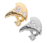 FRCOLOR 2pcs Sparkly Rhinestone Heart Tooth Caps Gold Silver Hip Hop Grill Jewelry for Men Women Comfortable Bling Single Tooth Fangs for Costume Party Everyday Fashion Accessories