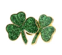 FRCOLOR 2pcs St Patrick’s Day Shamrock Brooch Pins Green Enamel Three-leaf Clover Lapel Badges for Women Cardigan Hat Bag Celebration Jewelry