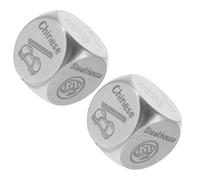 FRCOLOR 2pcs Stainless Steel Food Decision Dice Funny Couple Game Prop for Any Occasion for Family Meals Parties and Travel Adventures Anniversary and Birthday