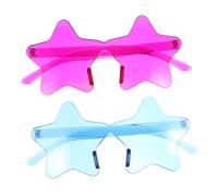 FRCOLOR 2pcs Star-shaped Frameless Decorative Sunglasses for Colorful Candy Blue Purple Material Party Eyewear for Beach Travel Birthday Photo Props