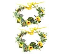 FRCOLOR 2pcs Sunflower Flower Headband Wedding Party Headwear Bohemian Hair Hoop Flower Hair Accessory for Bride