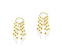 FRCOLOR 2pcs Sunflower Hairband Flower Headband Floral Tassel Headband for Wedding Guest Beach Holiday Decorations