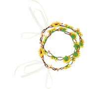 FRCOLOR 2pcs Sunflower Wreath Crown Headbands for Girls with Adjustable Ribbon Design, Realistic and Vivid Cloth Sunflower Shape, for Birthdays and Taking Photos
