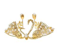 FRCOLOR 2pcs Swan Crown Cake Crown Tiara for Cake Decoration Delicate Elegant Wear Resistant Birthday Baking Party Accessories in Gold and Silver