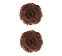 FRCOLOR 2pcs Synthetic Hair Chignon Clip Bun Clips for Hair Women Flower Design for Women Ladies Volume Light