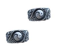 FRCOLOR 2pcs Taoism Copper Ring for Men Women Chinese Jewelry Finger Ring Unique Yin Design for Costume Party Wear