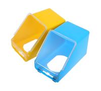 FRCOLOR 2Pcs Thickened Hanging Feeder Bowls for Pigeons and Parrots Multifunctional Plastic Feeding Basins in Blue and Yellow Easy to Install Food Containers for Bird Cages