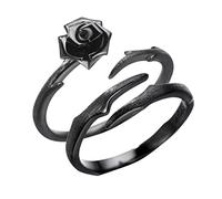 FRCOLOR 2Pcs Thorn Rose Rings Sterling Silver Creative Design for Engagement Romantic for Him and Her for Long Distance Relationships